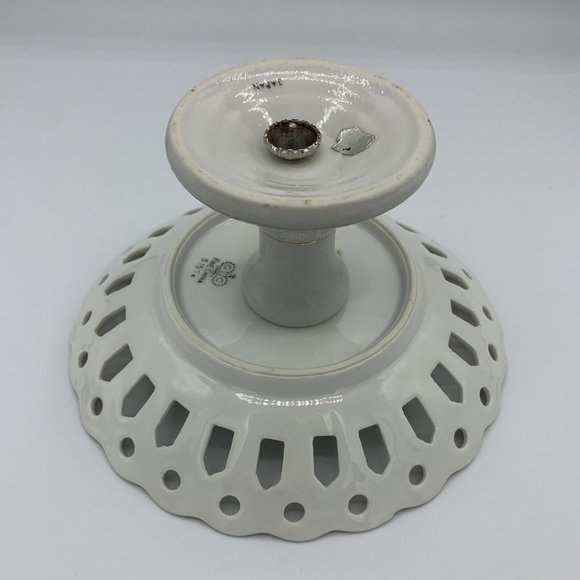 Vintage Pedestal Transfer Ware Fruit Scalloped Tidbit Plate Tray Ceramic - Picture 2 of 6